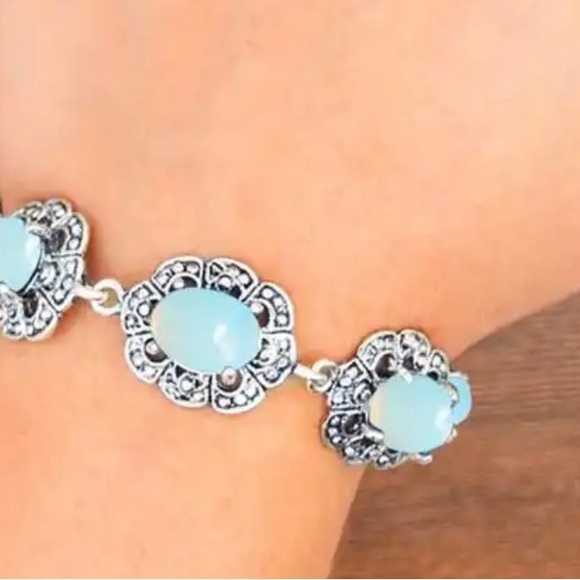 Opal Bracelet Vintage Antique Silver Plated - Picture 5 of 5